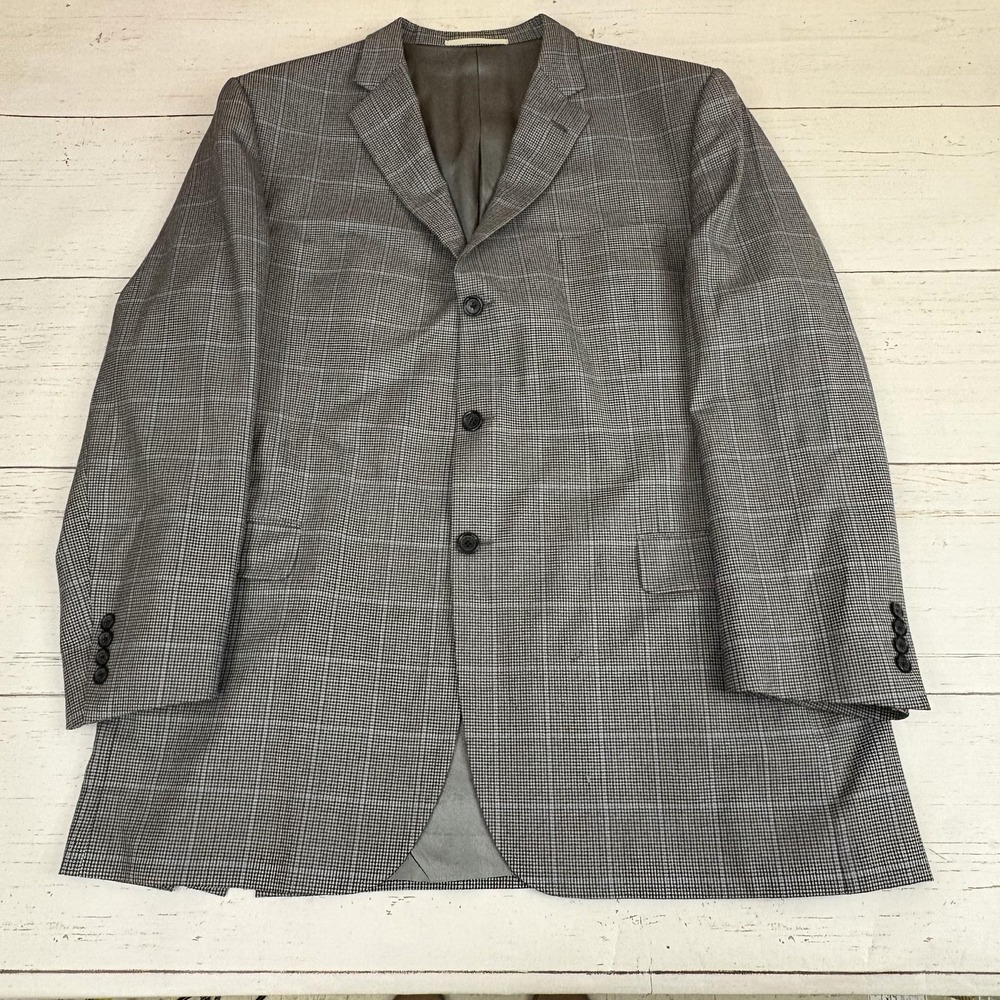 Burberry London Blazer Mens 48L Gray Check Wool Bond Street Windowpane